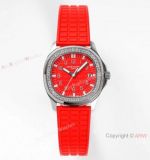 PPF Swiss Copy Patek Philippe Aquanaut Luce Quartz Watch Red Dial